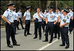 RAAF personnel wearing a variety of shoulder rank slides, 2015