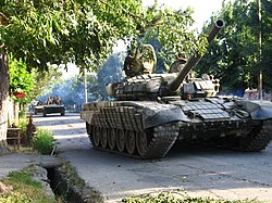 A Russian tank during its invasion of Georgia.