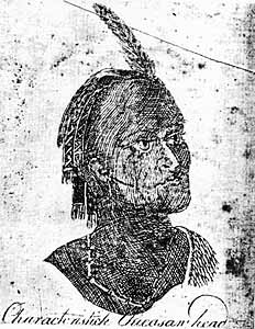 A sketch of a Chickasaw by Bernard Romans, 1775