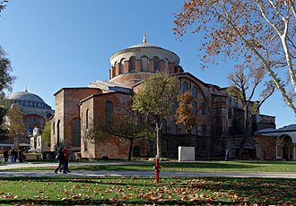 Hagia Irene is a former Greek Eastern Orthodox Church located in the outer courtyard of Topkapı Palace in Istanbul. It is one of only two Byzantine churches still standing in the city today which were never converted into mosques, as it was used as an arsenal until the 19th century.[8] Today it operates as a museum and concert hall.