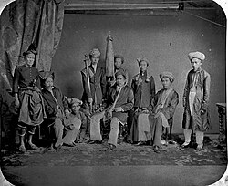 The reigning elite of the Riau-Lingga Sultanate in 1867, predominantly of Bugis-Malay descent. The sultanate would be abolished almost half a century later in 1911 by the Dutch powers, following its strong independence movement against the colonial government.