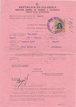 Colombia internal AR form 1912.