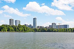 Floreasca business district, as seen from Lake Herăstrău