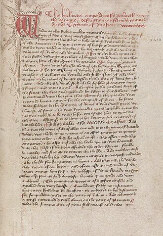 Manuscript of Damage and destruction in realmes by John Lydgate, ca. 1450, in the Houghton Library at Harvard University.