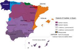 A map of languages and dialects in Spain.