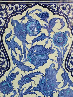 Details of blue-and-white tiles (early 16th century) on the exterior of the Circumcision Room in Topkapı Palace, which exemplify the newer saz style