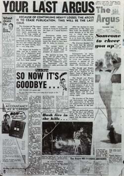 Final issue of The Argus
