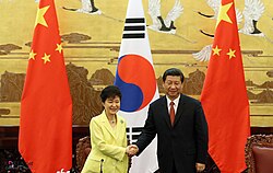 Park Geun-hye and Chinese President Xi Jinping, Beijing, 27 June 2013