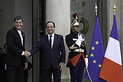 Correa and French President Francois Hollande, 7 November 2013