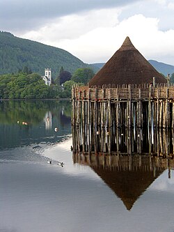 Reconstructed crannog on Loch Tay