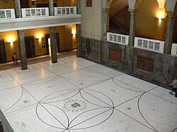 Atrium of LMU Munich's main building, where Hans and Sophie Scholl were arrested on 18 February 1943