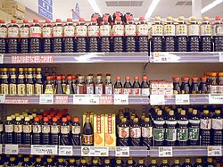 Japanese supermarket soy sauce corner