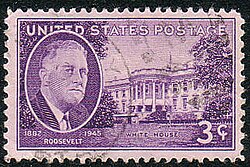 Franklin D. Roosevelt on a 1945 stamp