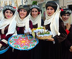 Syrians in traditional folk costume in Al-Suqaylabiyah, Syria.