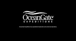 Screenshot of OceanGate Expeditions' website as of July 2023, indicating its suspension of all operations. A similar version that excluded the word "expeditions" was displayed on their primary website.