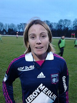 Sonia Bompastor, first person to win the UEFA Women's Champions League as both a player and a manager.