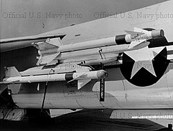 Side-view of two Sidewinder AAMs mounted on the unique Y-pylon