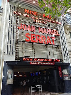 Billboard of the Olympia (Paris), on 12 May 2018 –tour "Mediterraneo da Capo"–.
