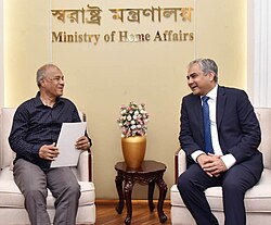 Naqvi with Bangladeshi Advisor for Home Affairs Jahangir Alam Chowdhury, July 2025
