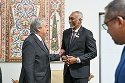 Guterres with Maldivian President Mohamed Muizzu, November 2024