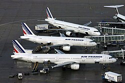 Air France aircraft on stands at Terminal 2F at Charles de Gaulle Airport