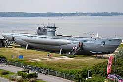 The German submarine U-995, which served during World War II, pictured in 2012.