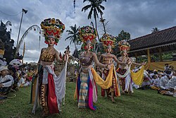 Rejang, a sacred Balinese dance to greet the gods that come down to the earth on the ceremony day