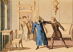 The murder of August von Kotzebue in 1819 was an opportunity for Metternich to fight against the opposition.