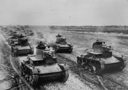 Polish Army 7TP tanks on military manoeuvres shortly before the invasion of Poland in 1939