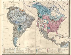 Ethnic map of the Americas (c. 1880) by Heinrich Berghaus