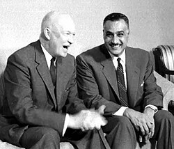Eisenhower with Egyptian President Gamal Abdel Nasser during Nasser's visit to the United Nations in New York, September 1960