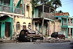 Damaged buildings in Jacmel