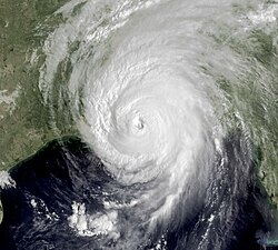 Hurricane Katrina at its landfall near the Louisiana-Mississippi border