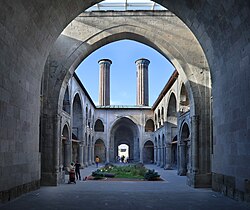 The Seljuk era Çifte Minareli Medrese (Twin Minaret Madrasa) is the symbol of the city and appears on its coat of arms.