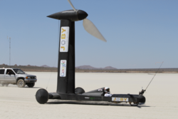Wind-powered vehicle, Blackbird, was designed to go faster than the wind, dead downwind.