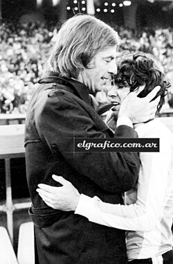 Menotti and Jorge Olguín when Argentina won the FIFA World Cup in 1978