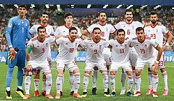 Iran's squad against Portugal in Mordovia Arena at the 2018 FIFA World Cup