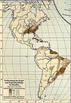 Map of the Black African population in the Americas (1901)