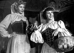 Eva Perón and Libertad Lamarque in film La cabalgata del circo (1945)