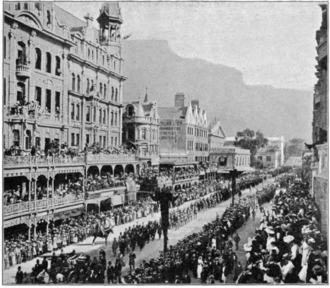 Funeral procession of Rhodes in Adderley Street, Cape Town, on 3 April 1902