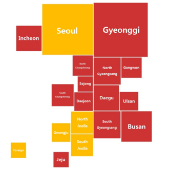 Provinces and cities won by■ – Park Geun-hye■ – Moon Jae-in