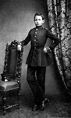 Hindenburg as a cadet in Wahlstatt (1860)