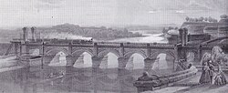 Railway bridge over the Danube in 1855