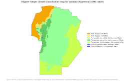 Köppen climate map of Córdoba.