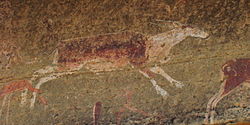 Rock art produced by the San people depicting an eland, Clarens Formation, South Africa