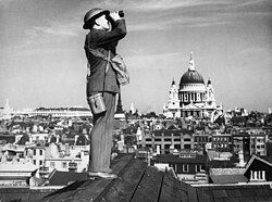 Observer Corps Spotter on a London rooftop.