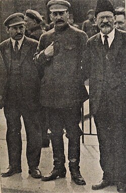 Celebration of May 1 in Moscow 1926. From left: Mikhail Tomsky, Joseph Stalin and Mikhail Kalinin