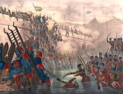 Ottoman troops storming Fort Shefketil during the Crimean War of 1853–1856