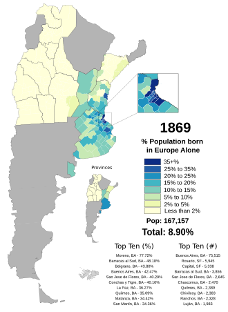 Proportion of foreign Europeans in each department as of the 1869 census.