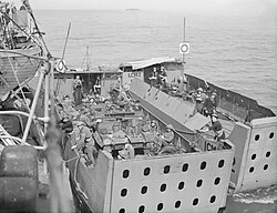 Landing Craft Mechanised Mark 1 returning from the beaches during the raid